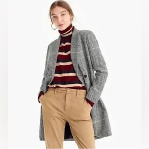 J. Crew Coat Wool Daphne Plaid Overcoat Topcoat Size 12 - Picture 1 of 11